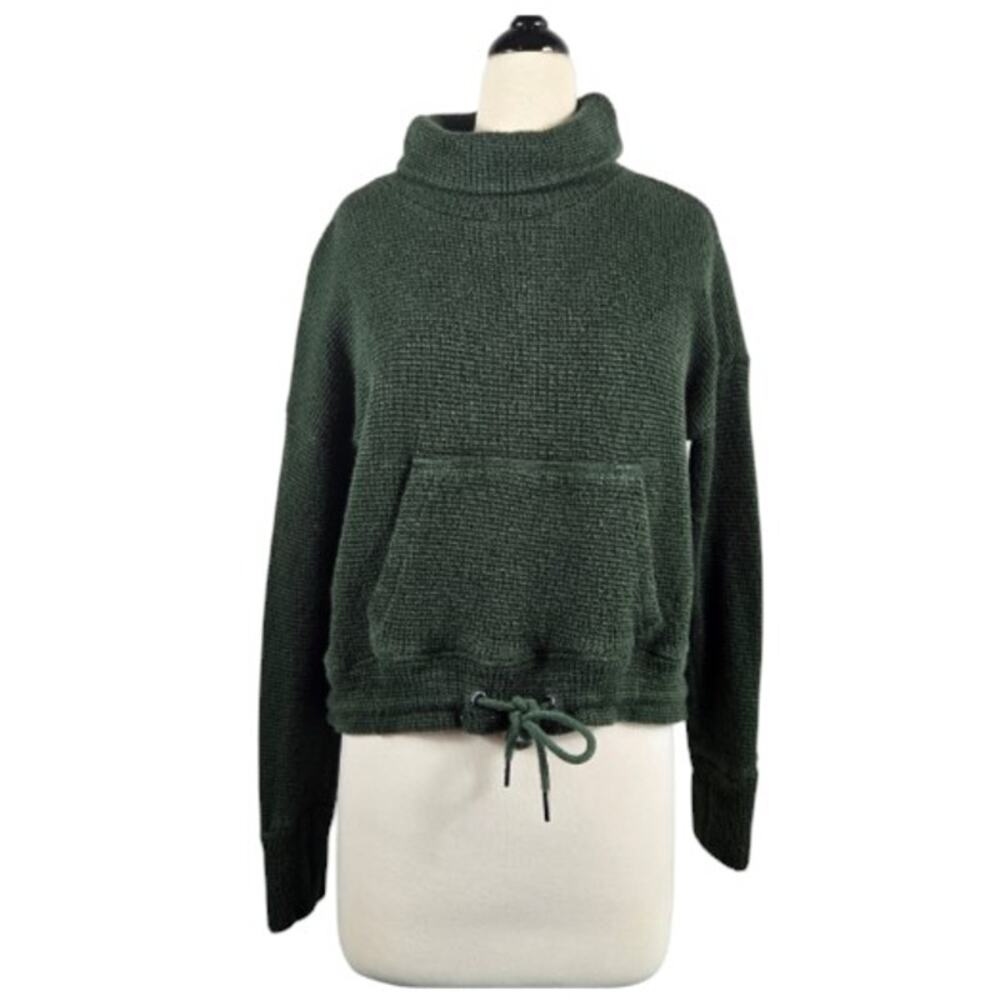 Sweaty Betty Restful Boucle Knit Funnel Neck Cropped Top Green Size XS